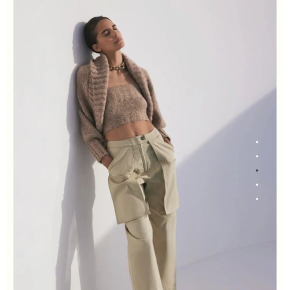 CULT GAIA Azlyn Light Tan Knit Crop Top Size M NEW NWT - Picture 3 of 3